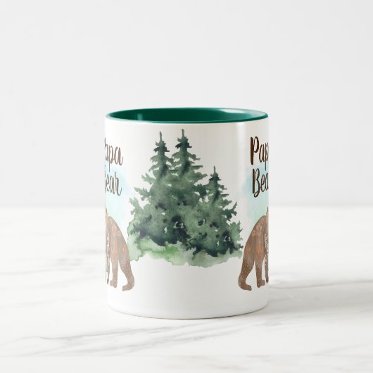 Cute Scandi Beren Woodland Forest Papa Beer Tweekleurige Koffiemok (Center)