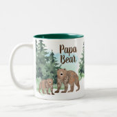 Cute Scandi Beren Woodland Forest Papa Beer Tweekleurige Koffiemok (Links)