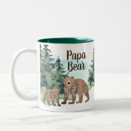 Cute Scandi Beren Woodland Forest Papa Beer Tweekleurige Koffiemok