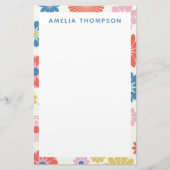 Cute Scandi Boho Folk Flower Pattern Personalized Briefpapier (Voorkant)