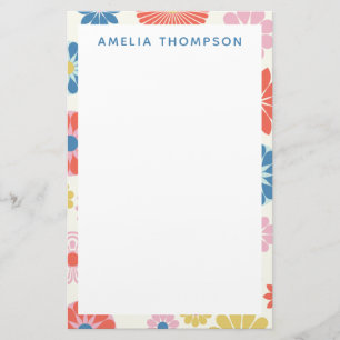 Cute Scandi Boho Folk Flower Pattern Personalized Briefpapier