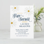 Cute Scandi Daisy Baby shower Invitation Kaart (Staand voorkant)