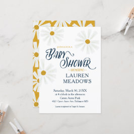 Cute Scandi Daisy Baby shower Invitation Kaart