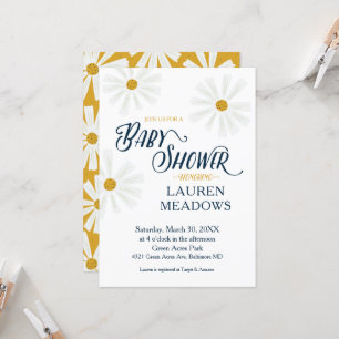 Cute Scandi Daisy Baby shower Invitation Kaart