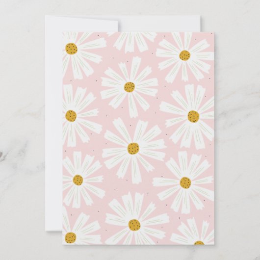 Cute Scandi Daisy Baby shower Invitation Kaart (Achterkant)