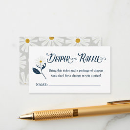 Cute Scandi Daisy Diaper Raffle Ticket Enclosure C Informatiekaartje