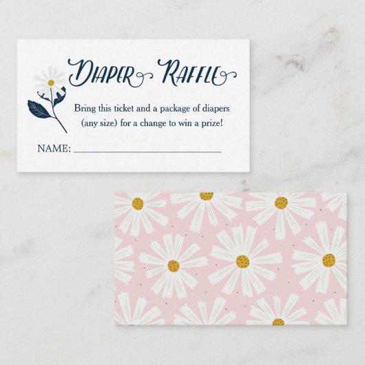 Cute Scandi Daisy Diaper Raffle Ticket Enclosure C Informatiekaartje (Voorkant / Achterkant)
