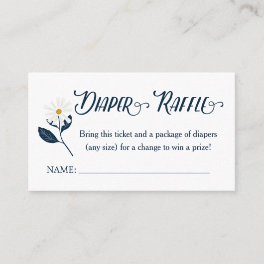 Cute Scandi Daisy Diaper Raffle Ticket Enclosure C Informatiekaartje (Voorkant)
