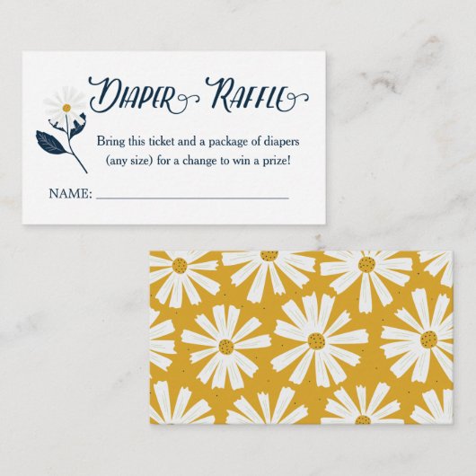 Cute Scandi Daisy Diaper Raffle Ticket Informatiekaartje (Voorkant / Achterkant)