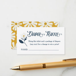 Cute Scandi Daisy Diaper Raffle Ticket Informatiekaartje