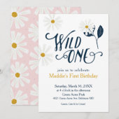 Cute Scandi Daisy Wild een eerste verjaardag Kaart (Voorkant / Achterkant)