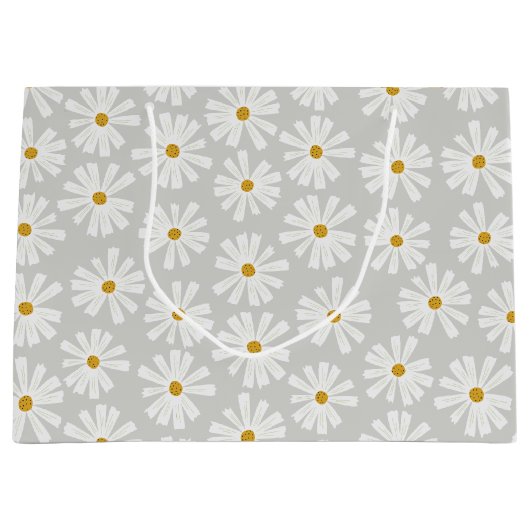 Cute Scandi Daisy Wrapping Large Gift Bag Groot Cadeauzakje (Voorkant)
