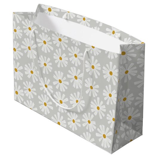 Cute Scandi Daisy Wrapping Large Gift Bag Groot Cadeauzakje (Achterkant Gekanteld)
