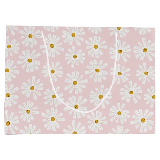 Cute Scandi Daisy Wrapping Large Gift Bag Groot Cadeauzakje (Achterkant)