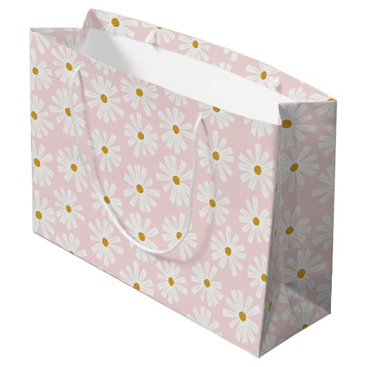 Cute Scandi Daisy Wrapping Large Gift Bag Groot Cadeauzakje (Achterkant Gekanteld)