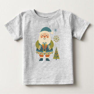 Cute Scandi Folk Art Santa with Gift Kids Holiday