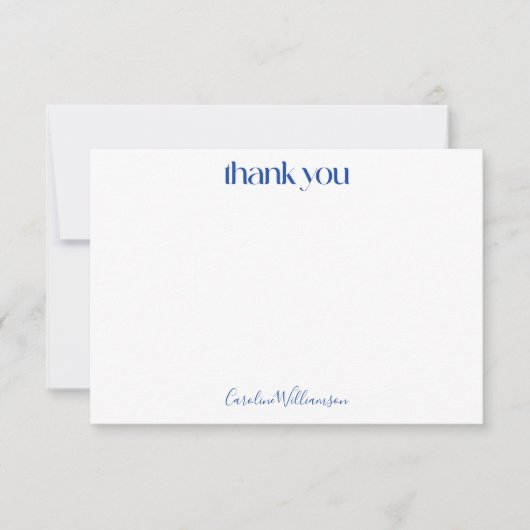 Cute Scandi Folk Flowers in Blue Baby shower Bedankkaart (Voorkant)