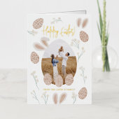 Cute Scandi happy Easter waterverf foto Folie Wenskaart (Voorkant)