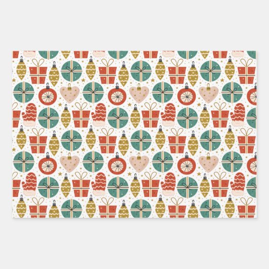 Cute Scandi Holiday Patronen Inpakpapier Vel (Voorkant)