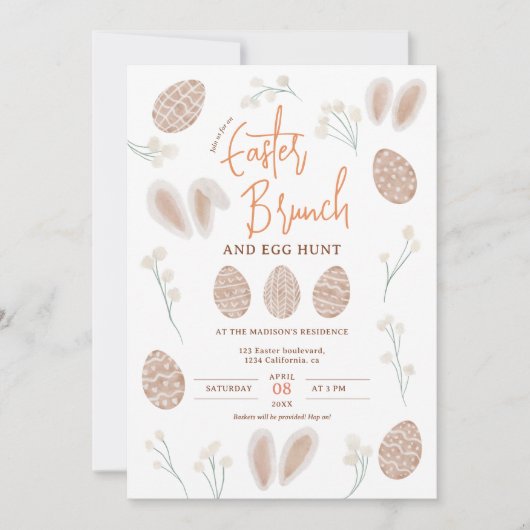 Cute Scandi Paasbrunch-eierjachtkerij-waterverf Kaart (Voorkant)