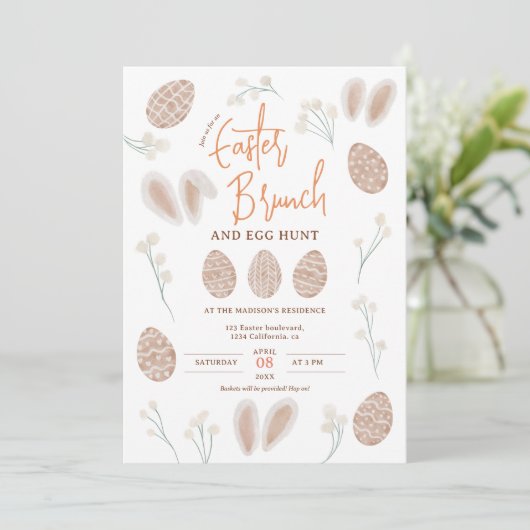 Cute Scandi Paasbrunch-eierjachtkerij-waterverf Kaart (Staand voorkant)