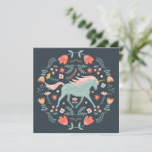Cute Scandi Unicorn Holiday Kaart (Staand voorkant)