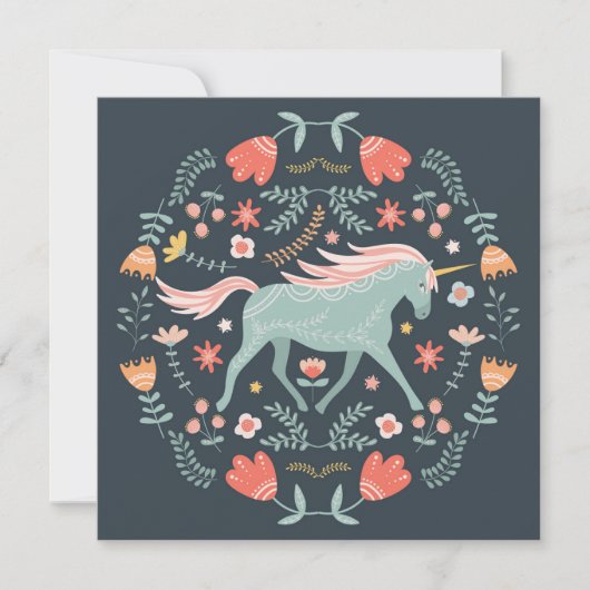 Cute Scandi Unicorn Holiday Kaart (Voorkant)