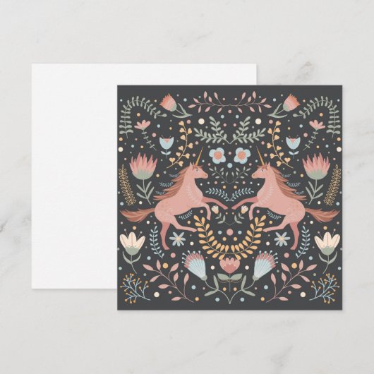 Cute Scandi Unicorn Holiday Kaart (Voorkant / Achterkant)