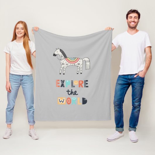 Cute Scandia Horse Ontdek de wereld Fleece Deken (In situ)