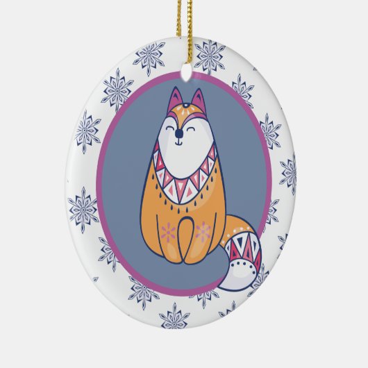 Cute Scandinadic Style Fox Kinder, persoonlijk Keramisch Ornament (Rechts)