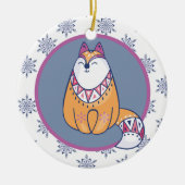 Cute Scandinadic Style Fox Kinder, persoonlijk Keramisch Ornament (Voorkant)