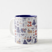 Cute Scandinavian Animal Print Tweekleurige Koffiemok (Voorkant links)