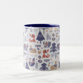 Cute Scandinavian Animal Print Tweekleurige Koffiemok (Center)
