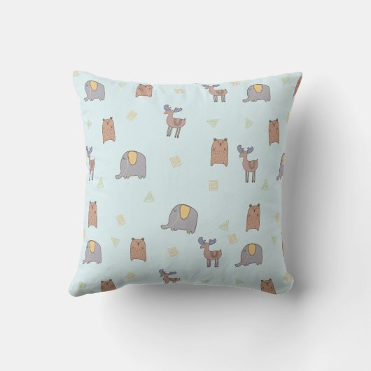 Cute Scandinavian Animals Pattern Kussen (Achterkant)