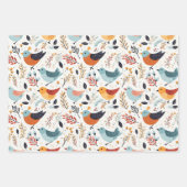 Cute Scandinavian Bird Folk Art Nature Inpakpapier Vel (Voorkant)