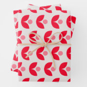 Cute Scandinavian Botanical Geometric Art Roze Roo Inpakpapier Vel (In situ)