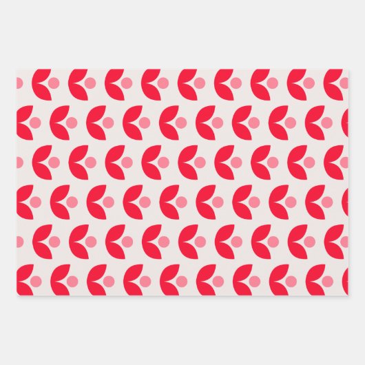 Cute Scandinavian Botanical Geometric Art Roze Roo Inpakpapier Vel (Voorkant)