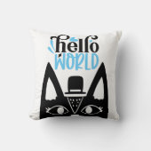 Cute Scandinavian cat met pet Hallo World Kussen (Voorkant)