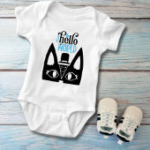 Cute Scandinavian cat met pet Hallo World Romper
