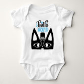 Cute Scandinavian cat met pet Hallo World Romper (Voorkant)
