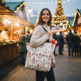 Cute Scandinavian Christmas Gnome Tote Bag