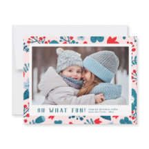 Cute Scandinavian Floral kerstfoto Card