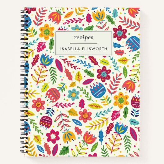 Cute Scandinavian Floral Personalized Recipe Notitieboek (Voorkant)
