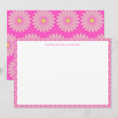 Cute Scandinavian Flower roze Personated Name Bedankkaart (Voorkant / Achterkant)