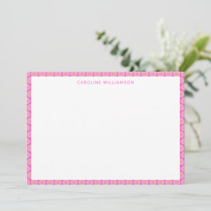 Cute Scandinavian Flower roze Personated Name Bedankkaart