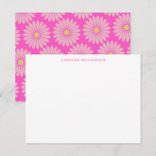Cute Scandinavian Flower roze Personated Name Notitiekaartje