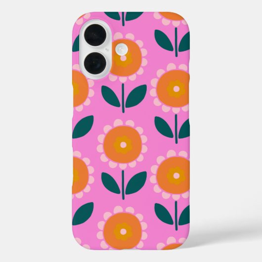 Cute Scandinavian Flowers in Pink and Oranje Case-Mate iPhone Case (Achterkant)