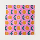 Cute Scandinavian Flowers in Pink and Oranje Wandkleed (Voorkant (horizontaal))