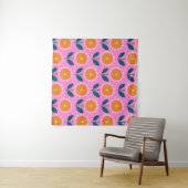 Cute Scandinavian Flowers in Pink and Oranje Wandkleed (In Situ (horizontaal))