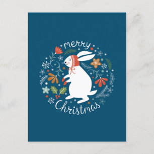 Cute Scandinavian Folk KerstBunny Briefkaart